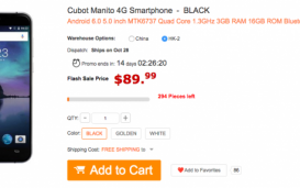 Cubot Manito с 3 ГБ оперативки итого за $90 в магазине Gearbest.com