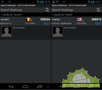 Motorola Occam  Manta  Android 4.2   AnTuTu