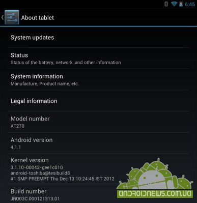 Toshiba Excite 7.7   Android 4.1.1 Jelly Bean
