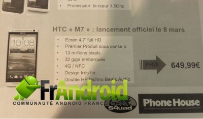HTC M7    8     650 