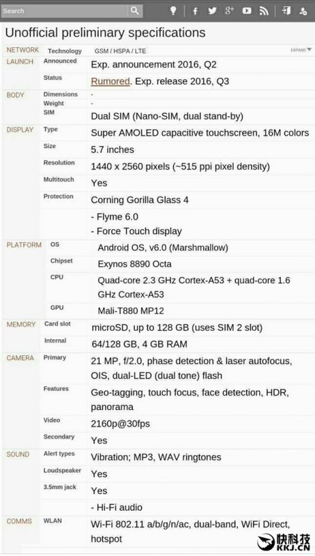 Meizu Pro 6   Exynos 8890, 5,7- 2 Super AMOLED-  4  