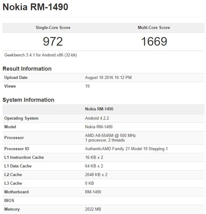 Android- Nokia    GeekBench. ?