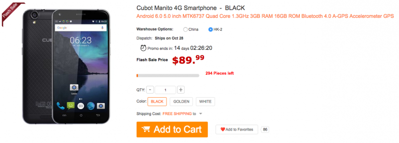Cubot Manito  3     $90   Gearbest.com