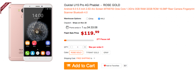  Oukitel U15 Pro   Gearbest.com   $119.99
