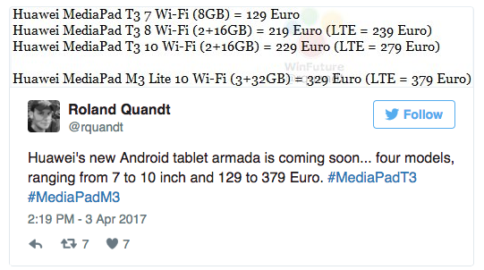 Huawei MediaPad T3 и MediaPad M3 Lite: характеристики и ценники на планшеты